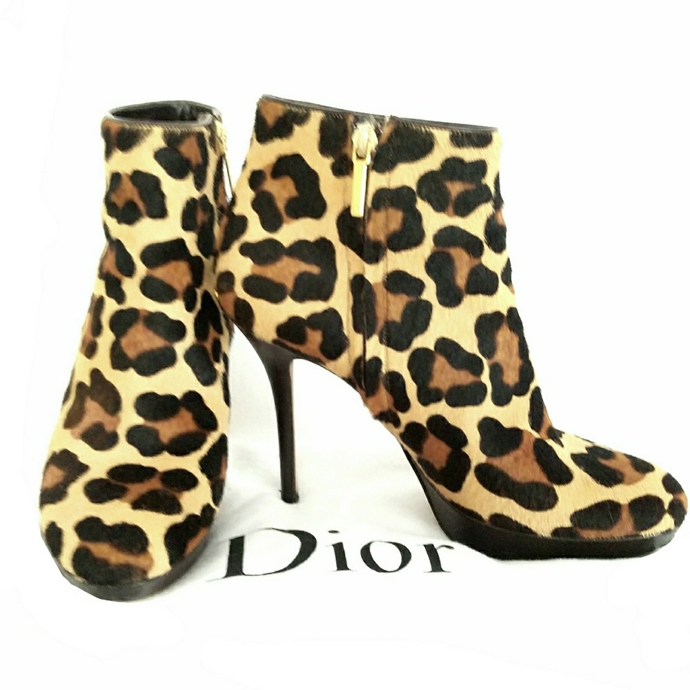 Dior Calf Hair Leopard Print Booties - Picture 4 of 8